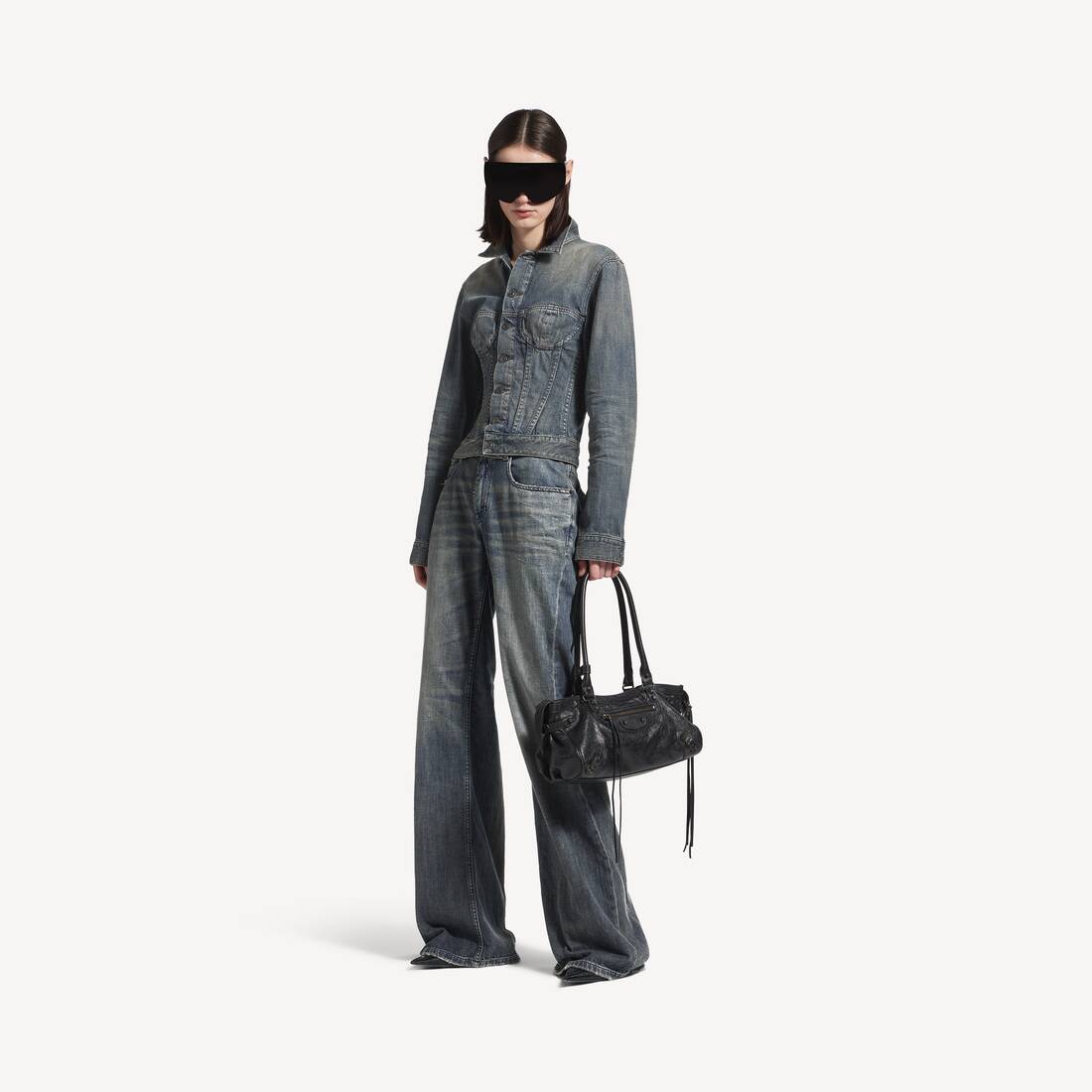 Women's Corseted Denim Jacket in Blue