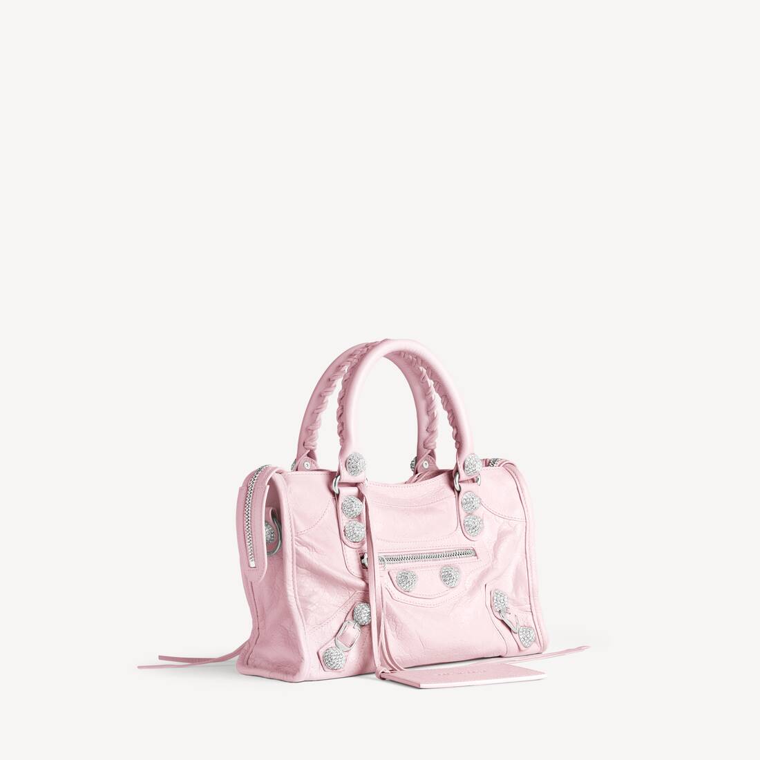Women's Le City Bag Small Giant Studs With Rhinestones in Petal Pink