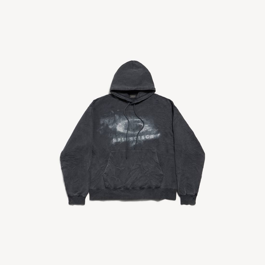 Men's Washed Crayon Loop Oversized Hoodie in Washed Black/white