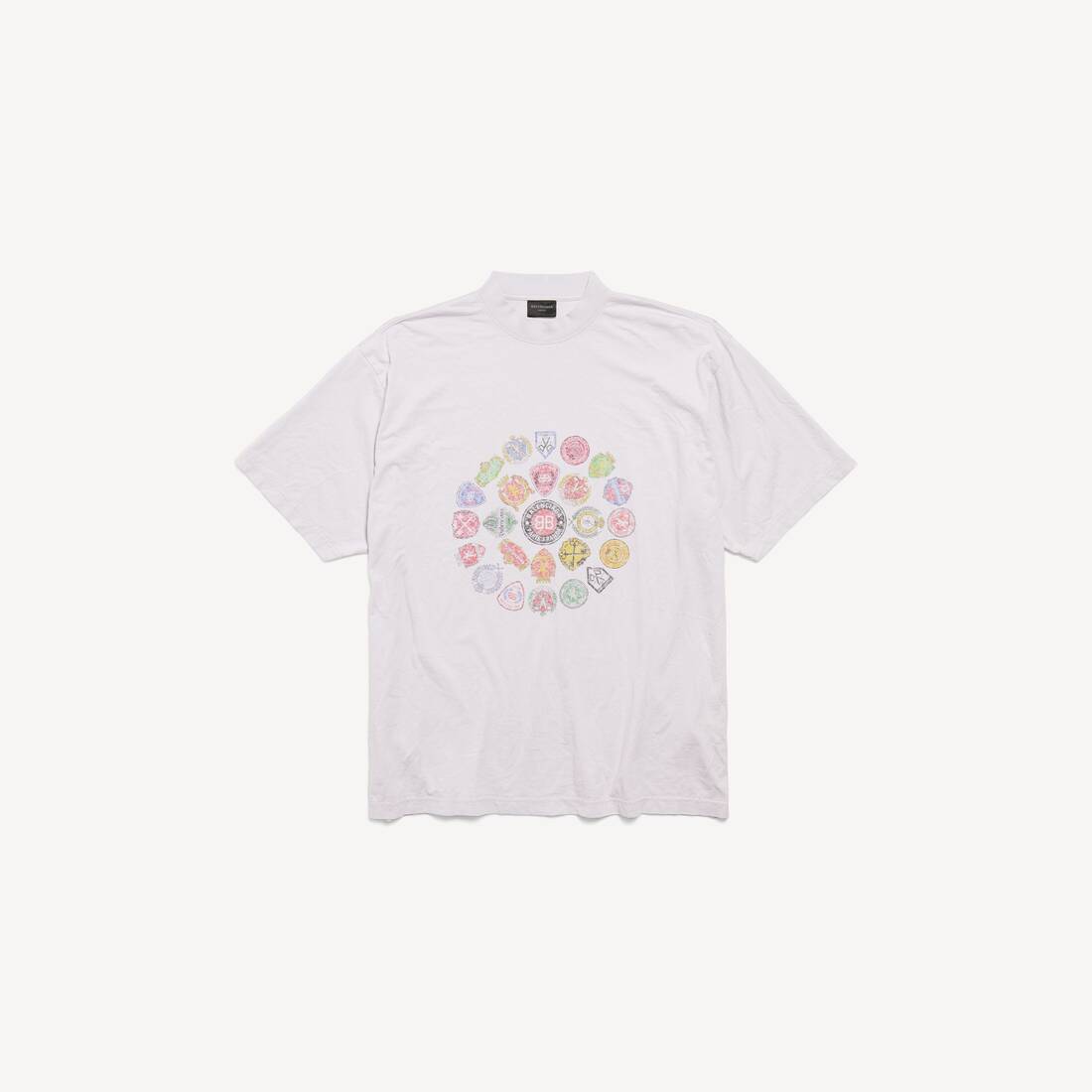 Men's Spiral Crest T-shirt Medium Fit in Dirty White
