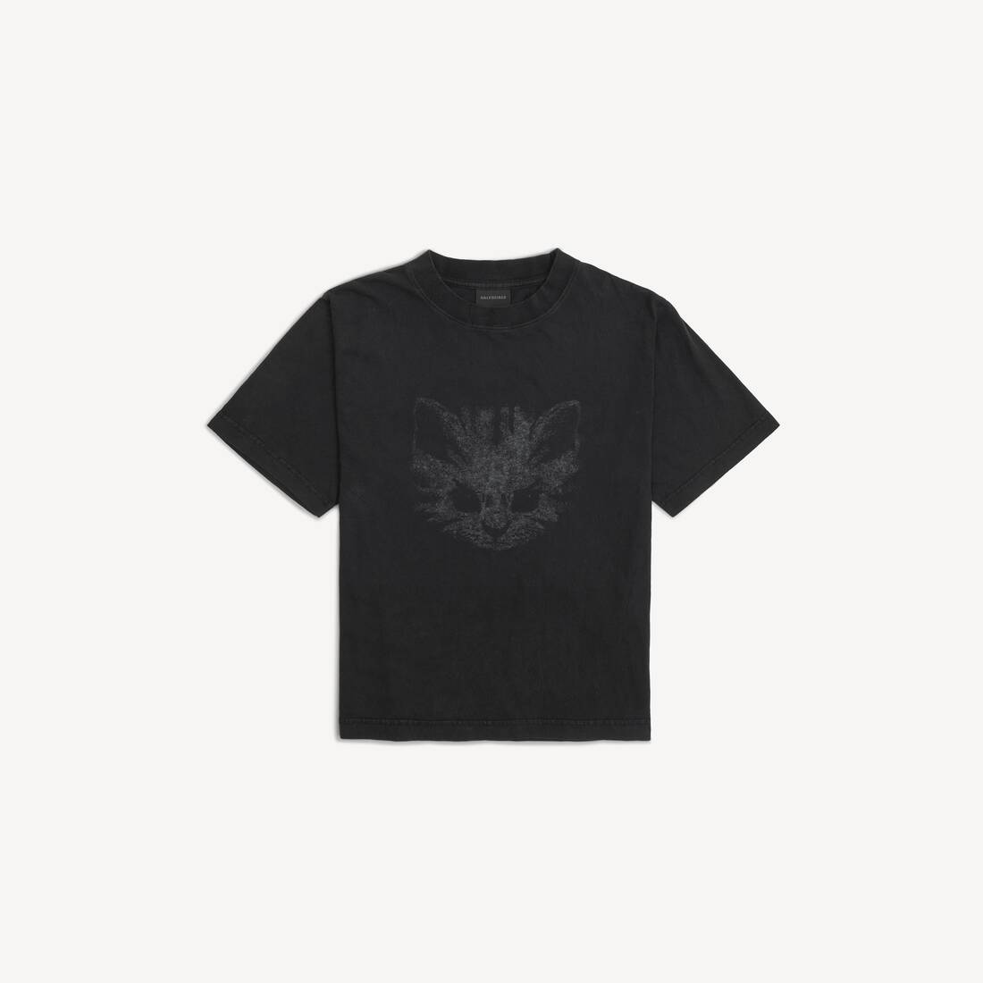 Women's Kittycat T-shirt Medium Fit in Faded Black/white