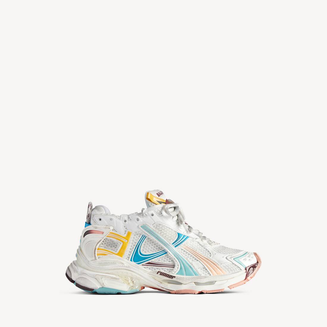 Women's Runner Sneaker in White/yellow/pink/blue