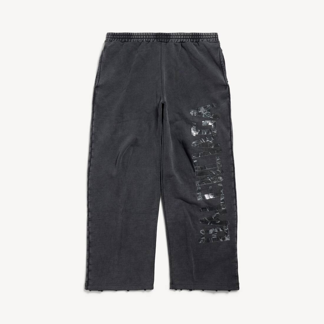 Men's Transparent Tape Baggy Pants in Faded Black/white