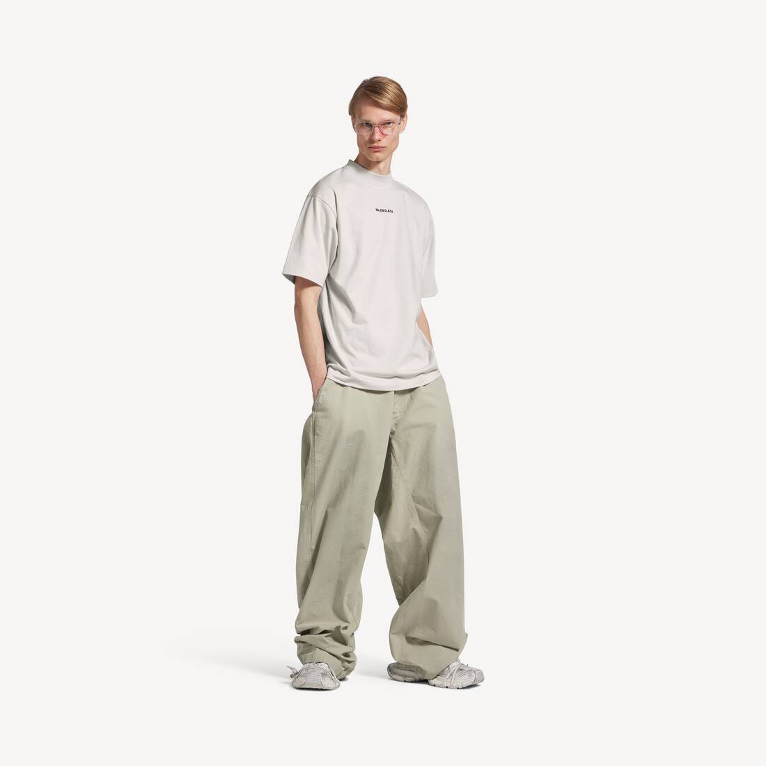 New Balenciaga Back T-shirt Medium Fit in Off White