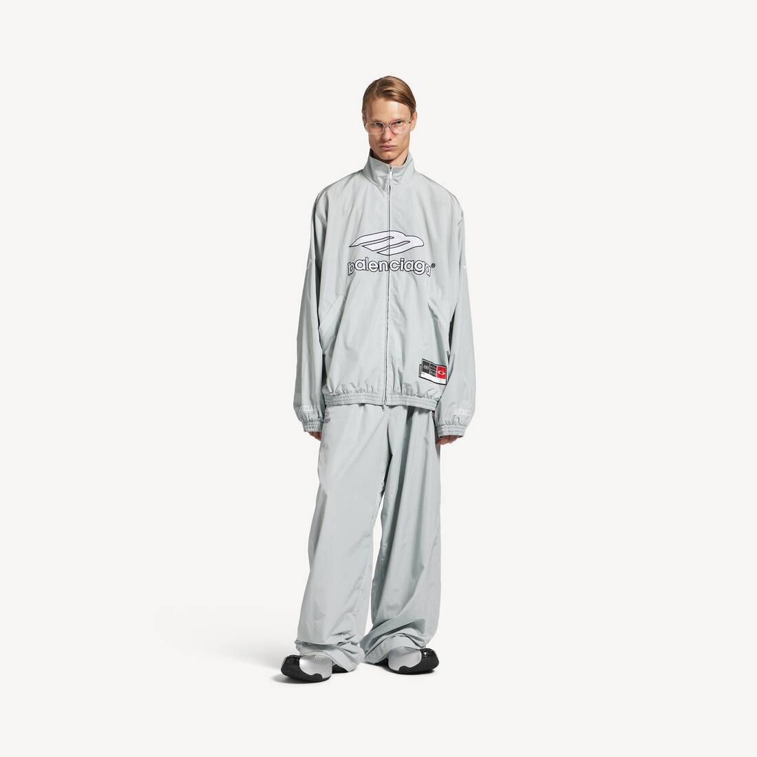 Men's 3b Football Tracksuit Jacket in New Grey