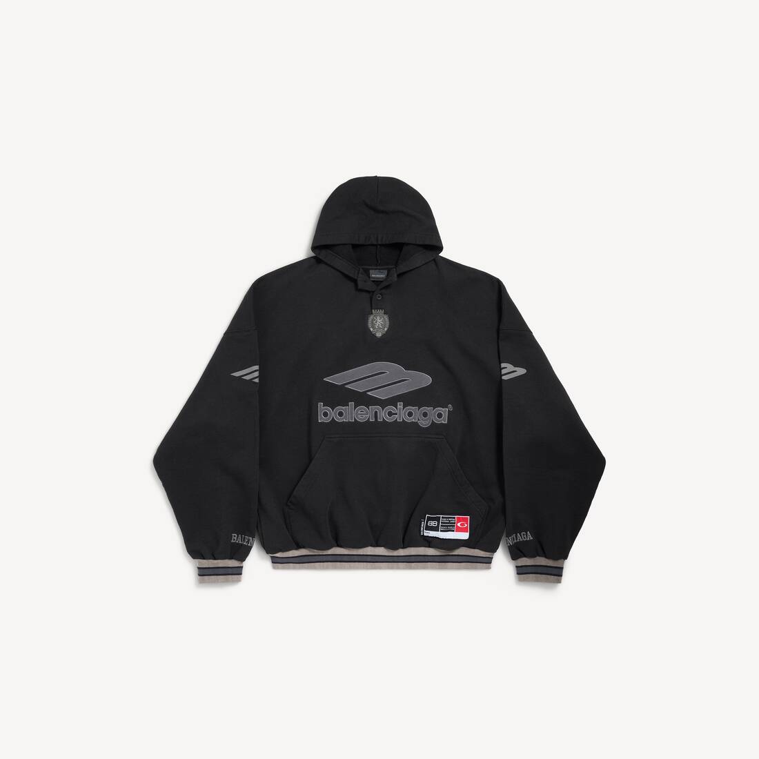 Men's 3b Football Polo Hoodie in Black/anthracite