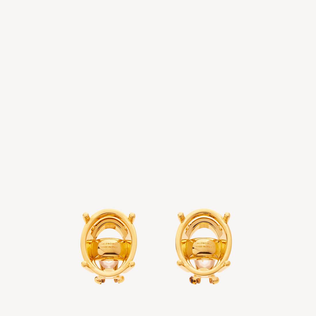 Women's Frame Oval Earrings in Shiny Gold