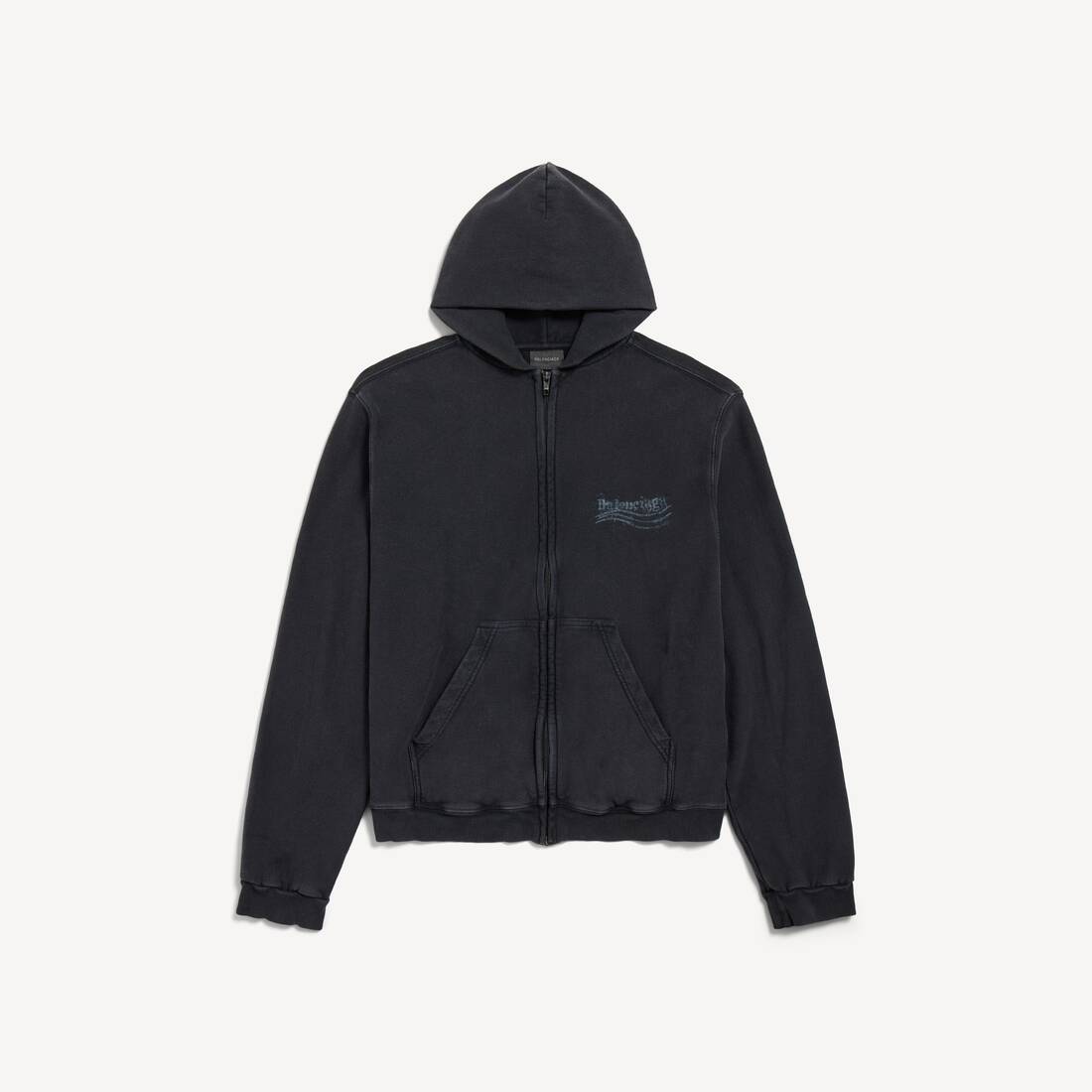 Women's Washed Crayon Political Zip-up Hoodie Regular Fit in Faded Black