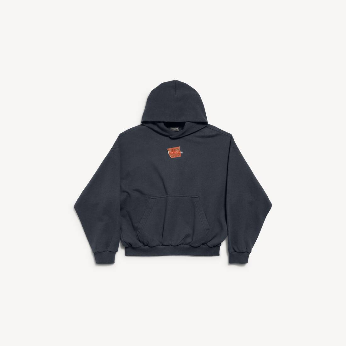 Men's Taped Balenciaga Back Hoodie Medium Fit in Faded Black
