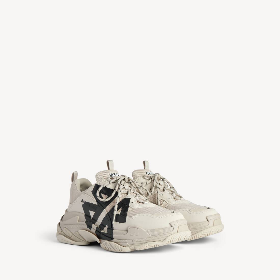 Men's Triple S Tape Sneaker in Beige/black