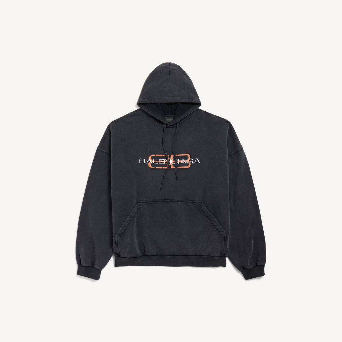 Men's Bb Icon Stencil Hoodie Large Fit in Faded Black