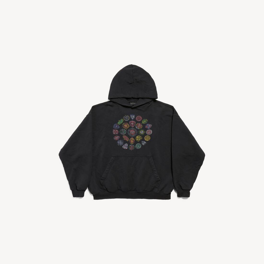 Men's Spiral Crest Hoodie Medium Fit in Faded Black
