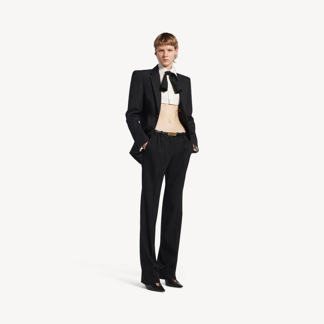Women's Single-breasted Cocoon Jacket in Black