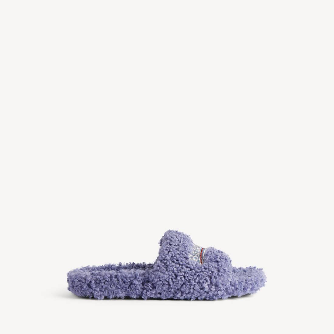 Women's Furry Open Mule in Hortensia/crystal/red