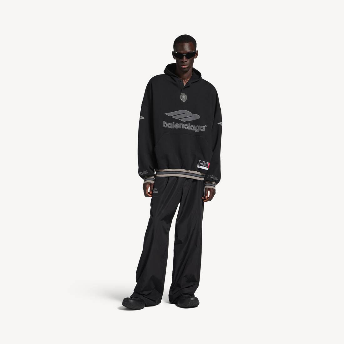 Men's 3b Football Polo Hoodie in Black/anthracite
