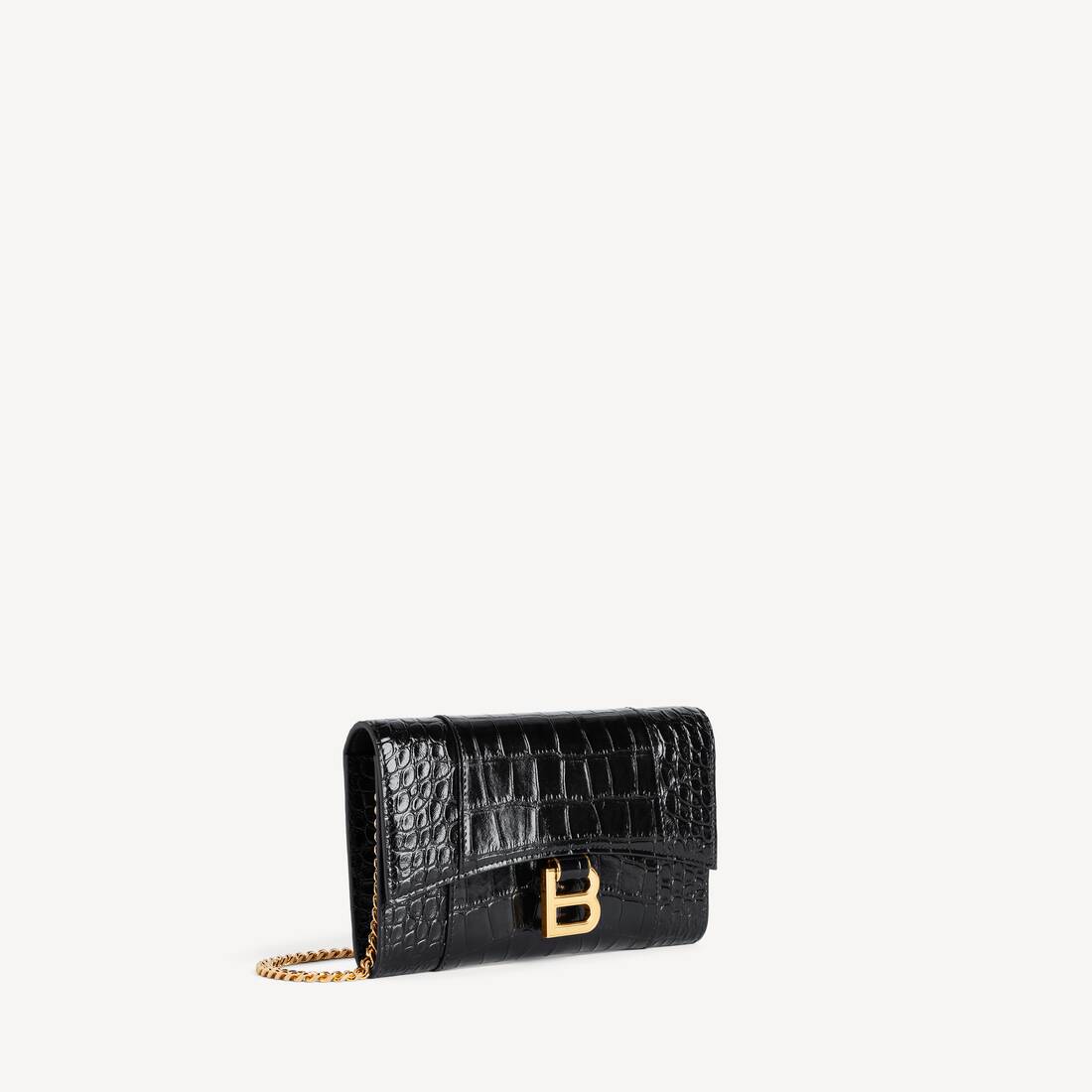 Women's Hourglass Wallet On Chain in Black