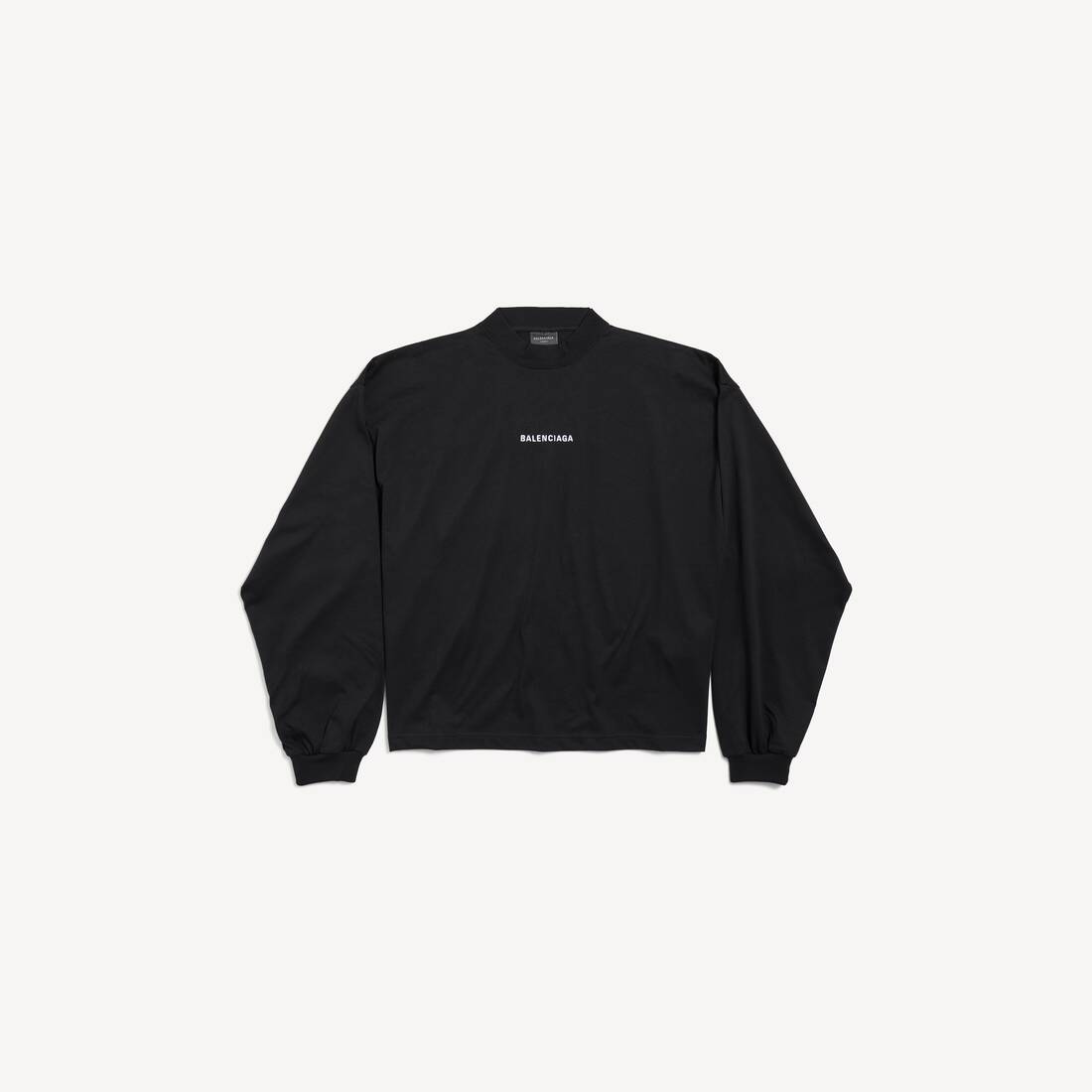 Women's Balenciaga Back Cropped Long Sleeve T-shirt in Black/white