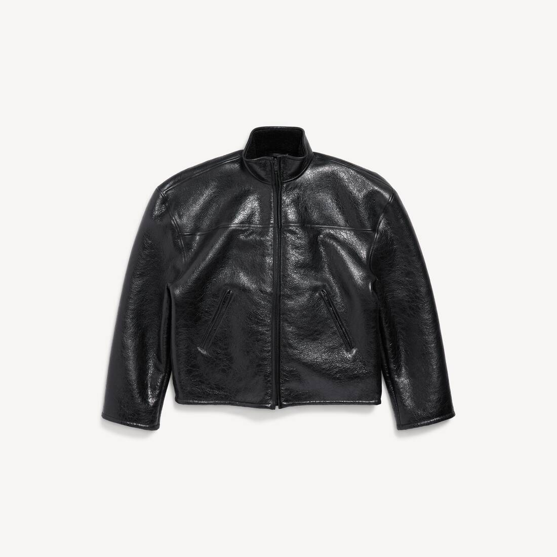 Men's Shearling Zip-up Jacket in Black