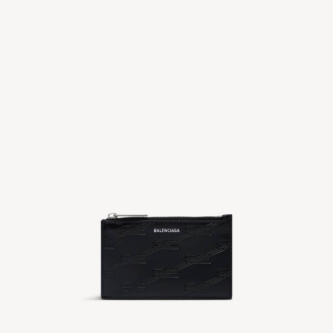 Men's Embossed Monogram Long Coin And Card Holder Box in Black