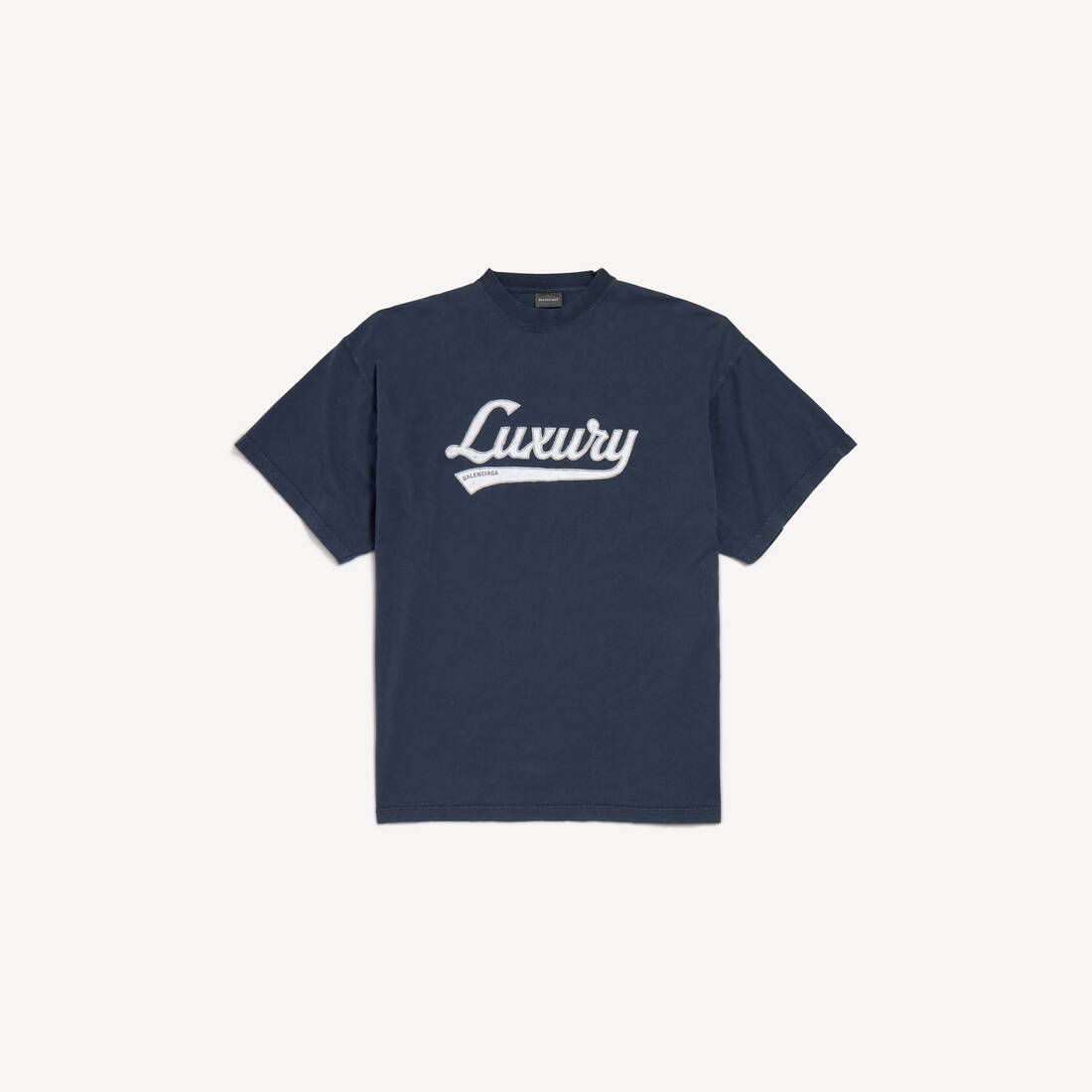 Men's Luxury Script Oversized T-shirt in Washed Navy/white
