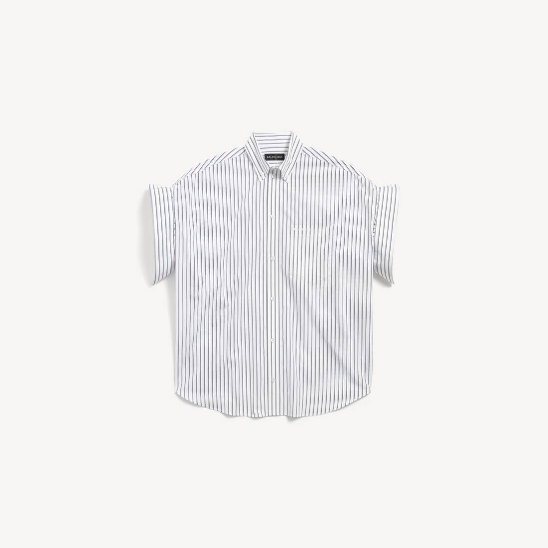 Women's Tucked Sleeve Shirt in White/blue