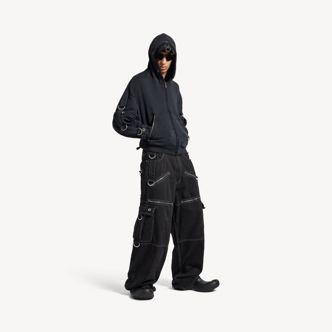 Men's D-ring Cargo Pants in Lightweight Black