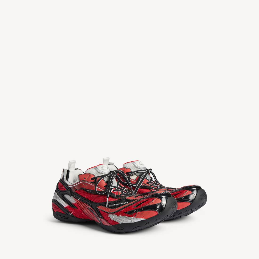 Men's Soleless Sneaker in Red/black/white/silver