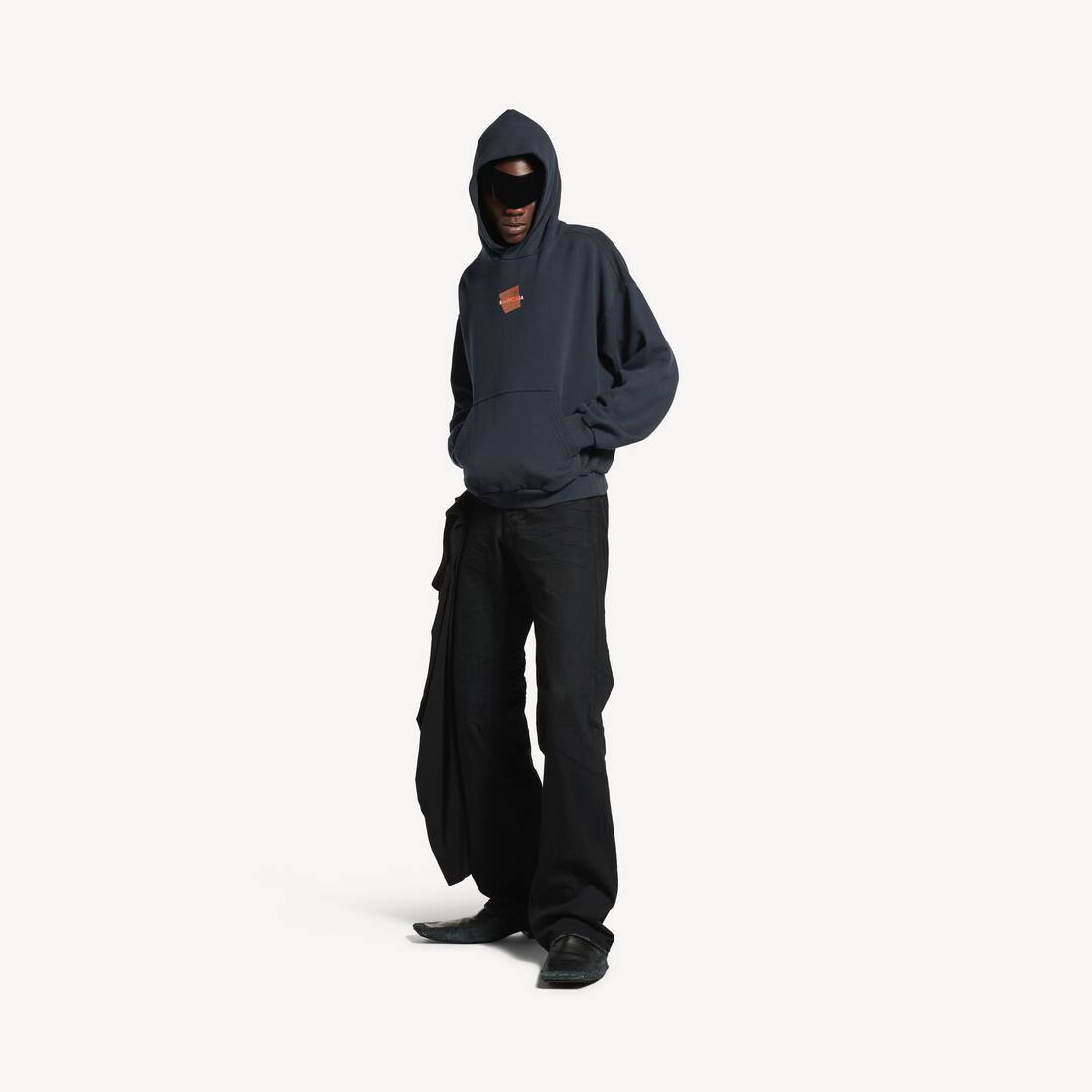 Men's Taped Balenciaga Back Hoodie Medium Fit in Faded Black
