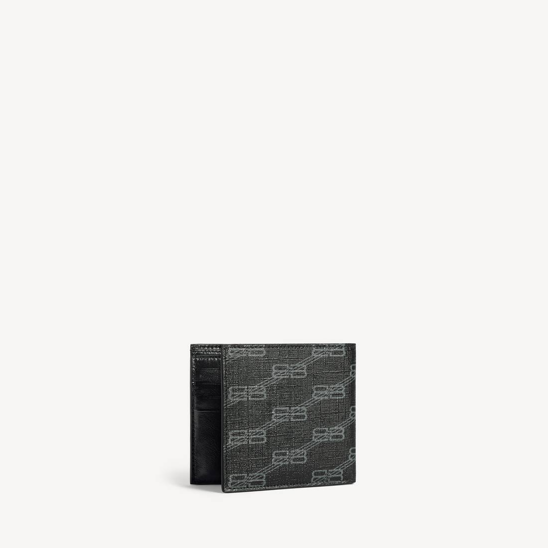 Men's Signature Square Folded Wallet Bb Monogram Coated Canvas in Black/grey