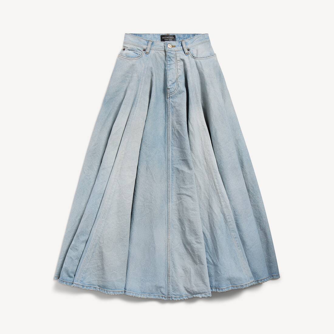 Women's Godet Maxi Skirt in Dirty Light Blue
