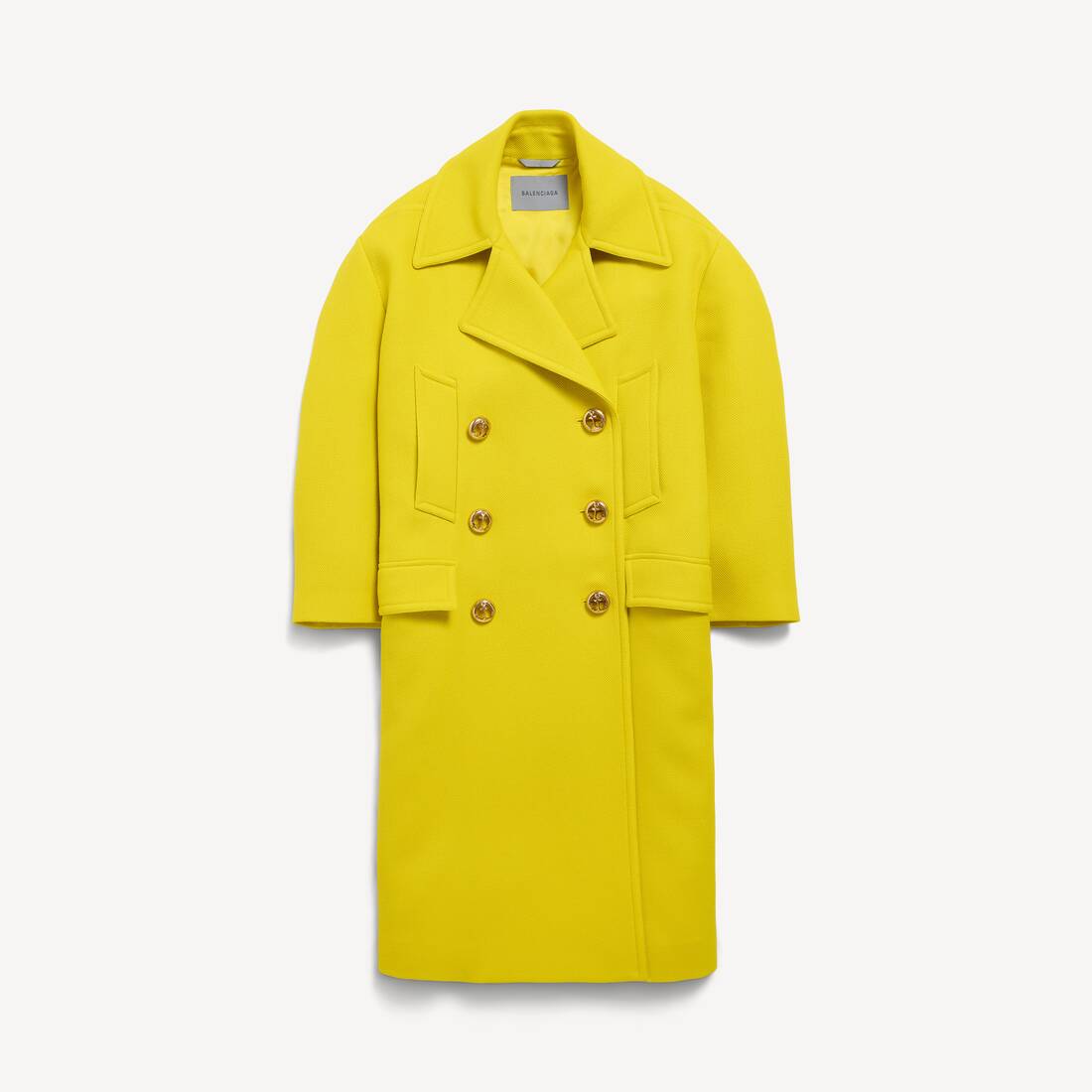 Women's Long Peacoat in Yellow