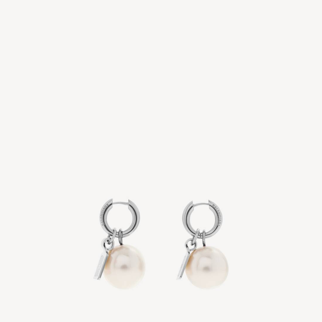 Women's Pearl Earrings in Shiny Silver/white