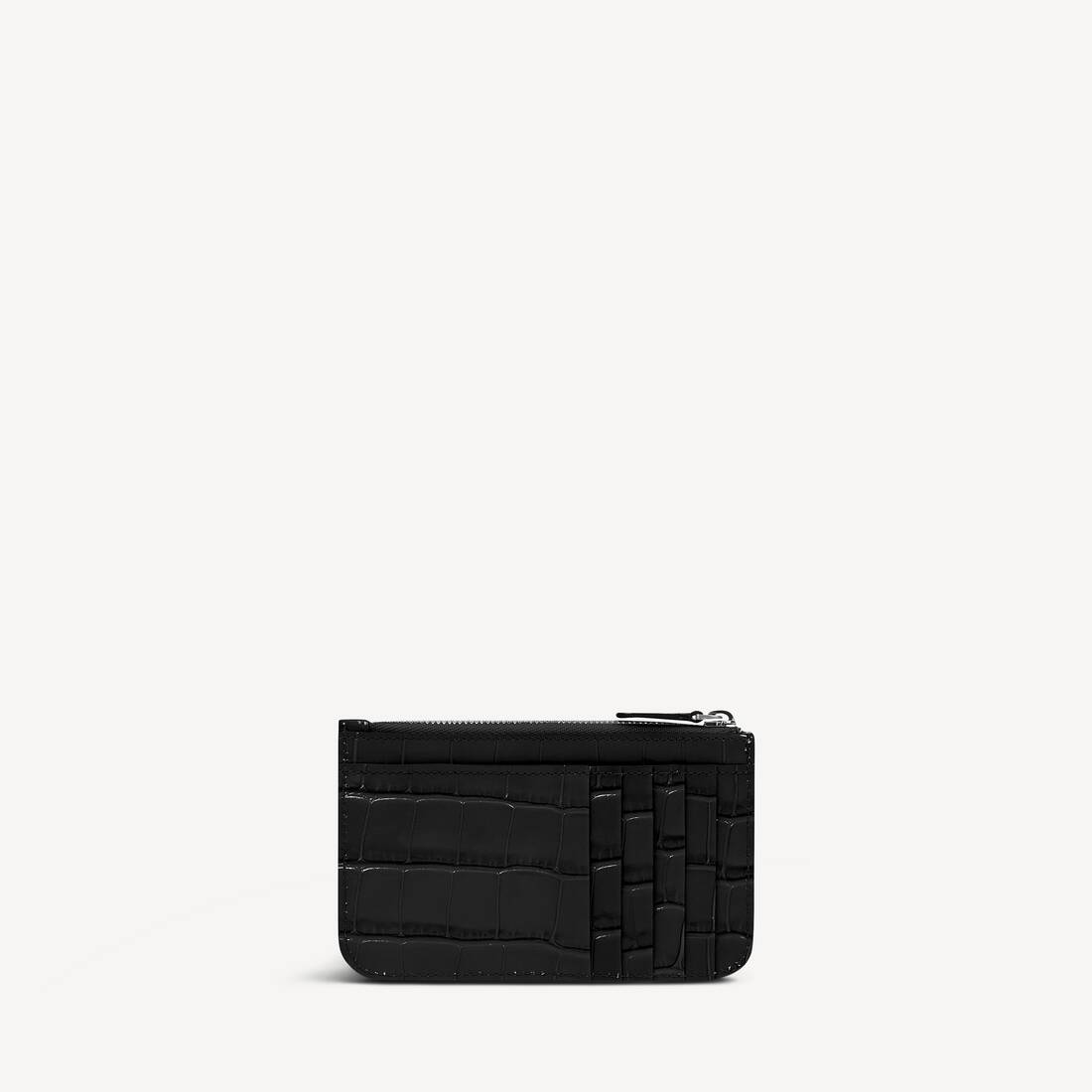 Cash Long Coin And Card Holder Large Crocodile Embossed in Black