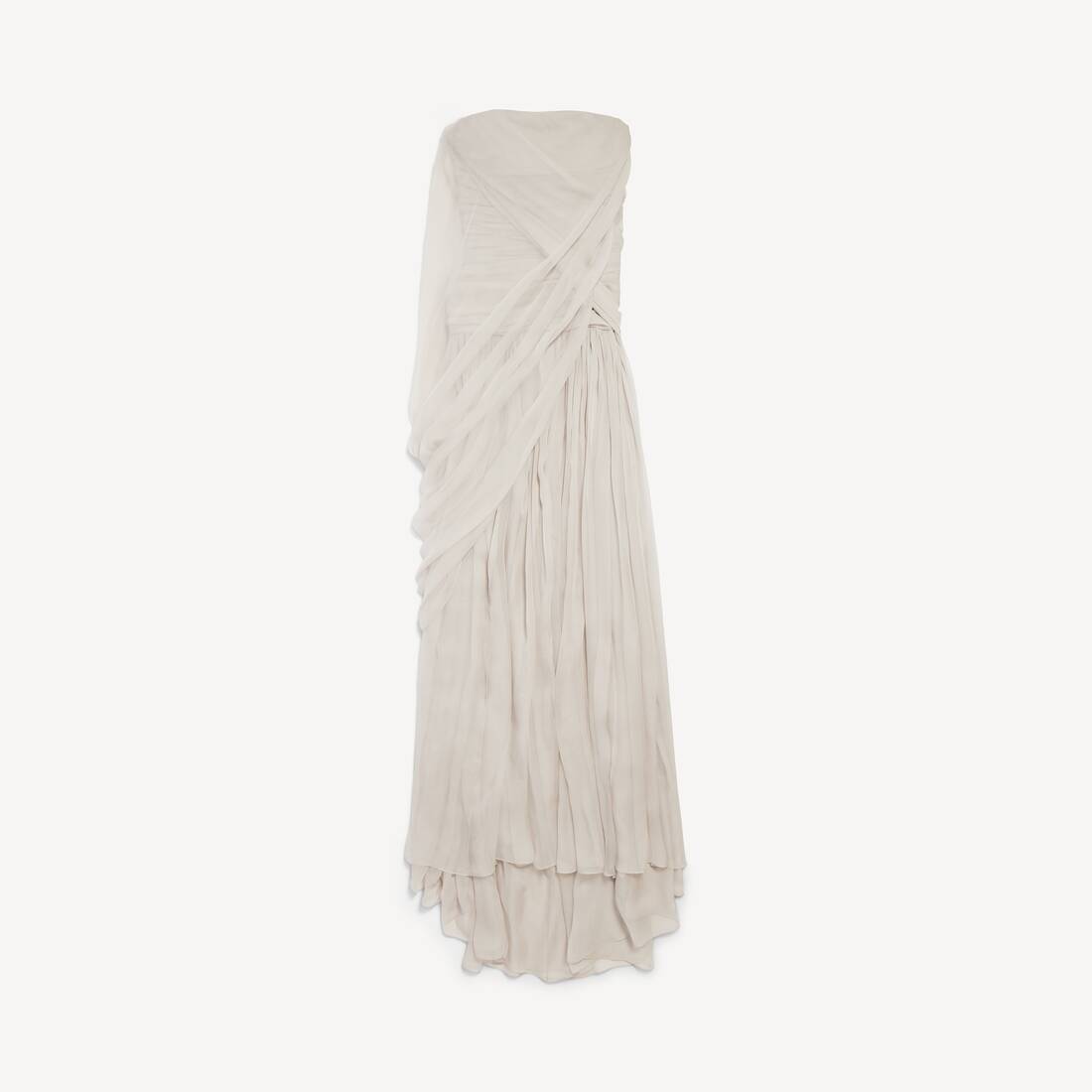 Women's Draped Bustier Dress in Light Beige