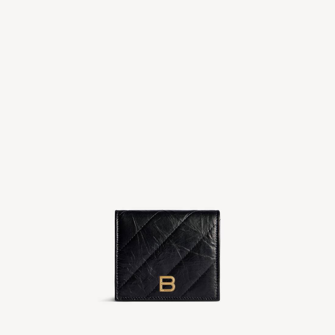 Women's Crush Flap Coin And Card Holder Quilted in Black