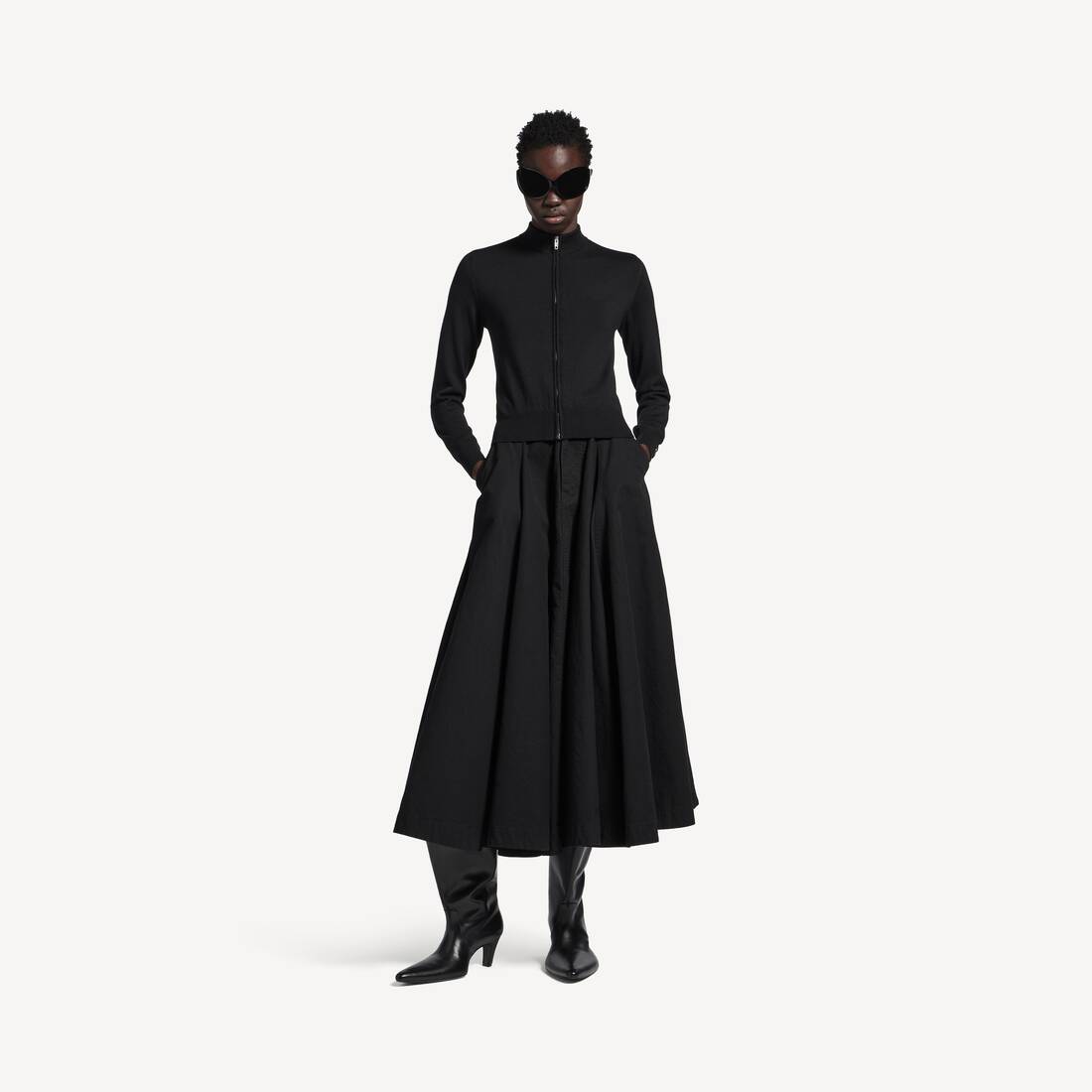 Women's Godet Maxi Skirt in Black