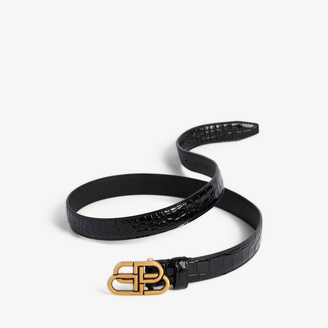 Women's Bb Thin Belt in Black