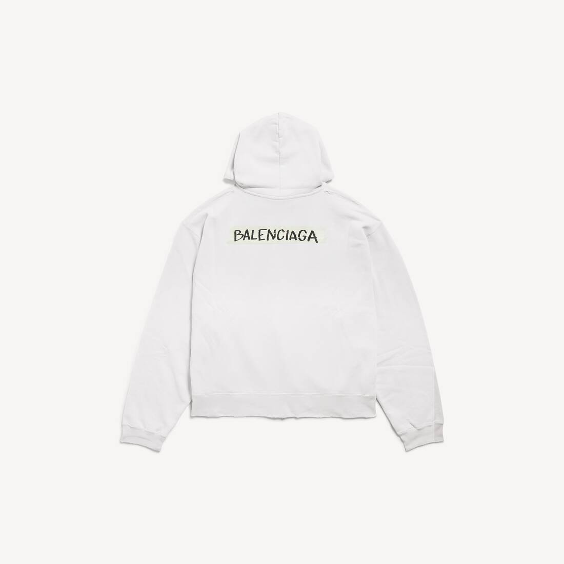 Men's Masking Tape Oversized Zip-up Hoodie in Dirty White