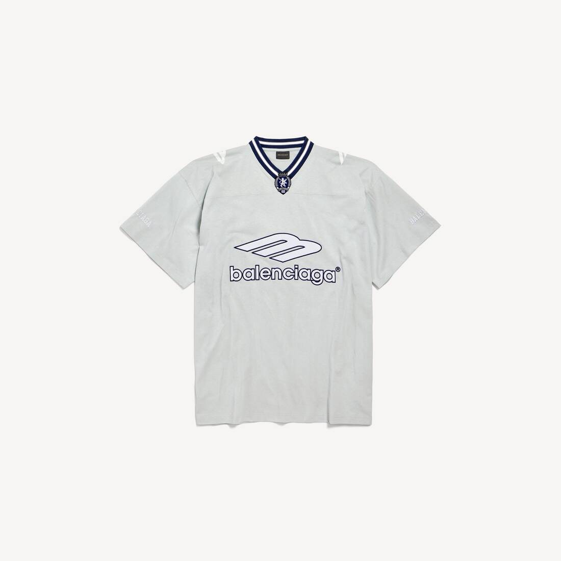 Men's 3b Football V-neck T-shirt Oversized in Grey/white