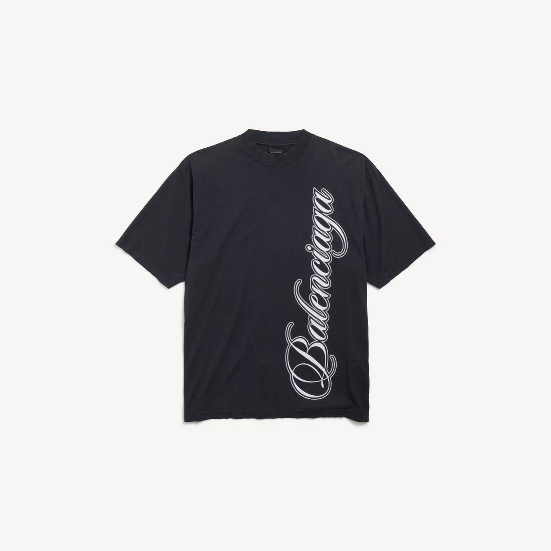 Men's Cursive T-shirt Medium Fit in Black/white