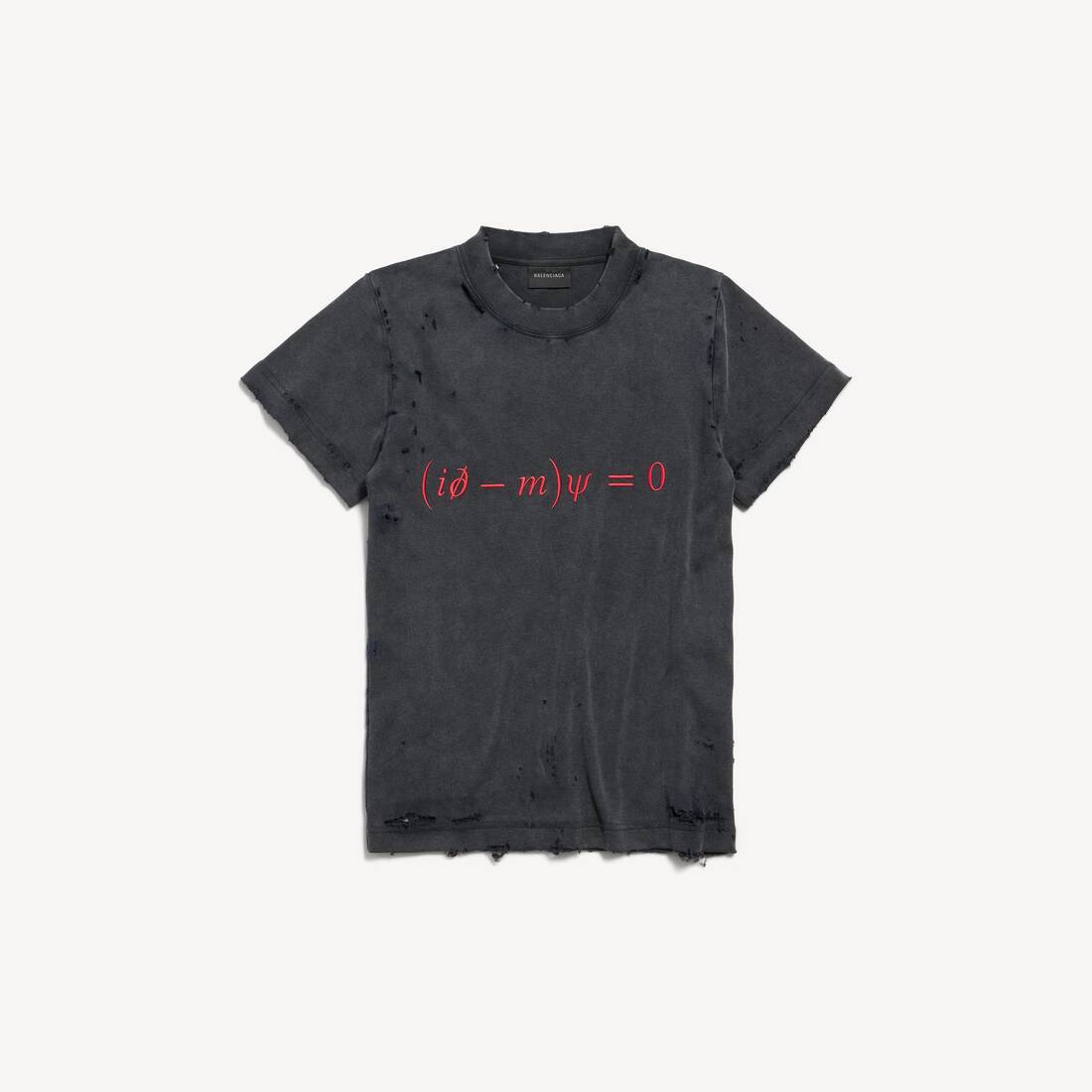 Women's Dirac Equation Fitted T-shirt in Washed Black/red