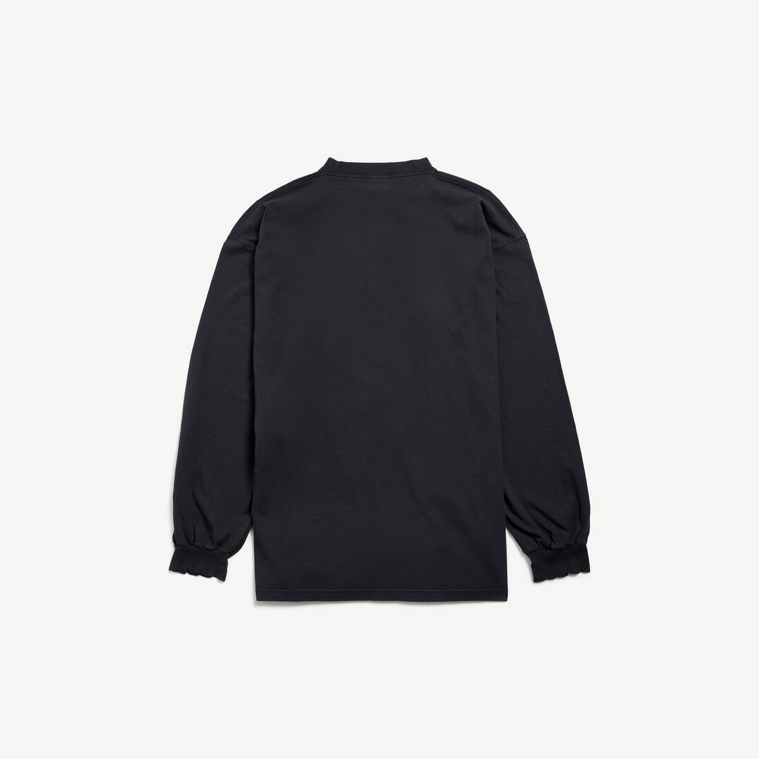 Men's Cursive Long Sleeve T-shirt Large Fit in Washed Black/white