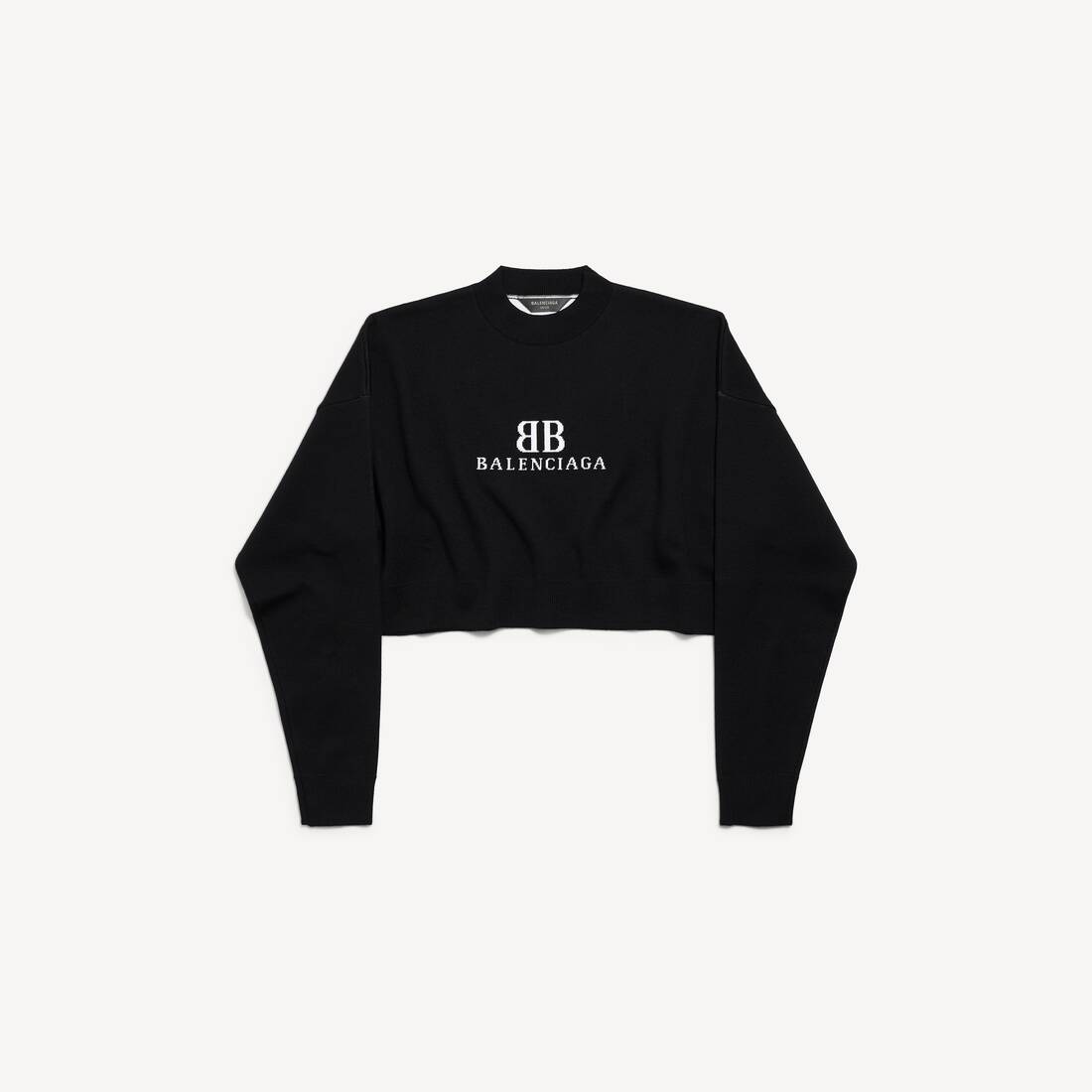 Women's Cropped Crewneck in Black/white