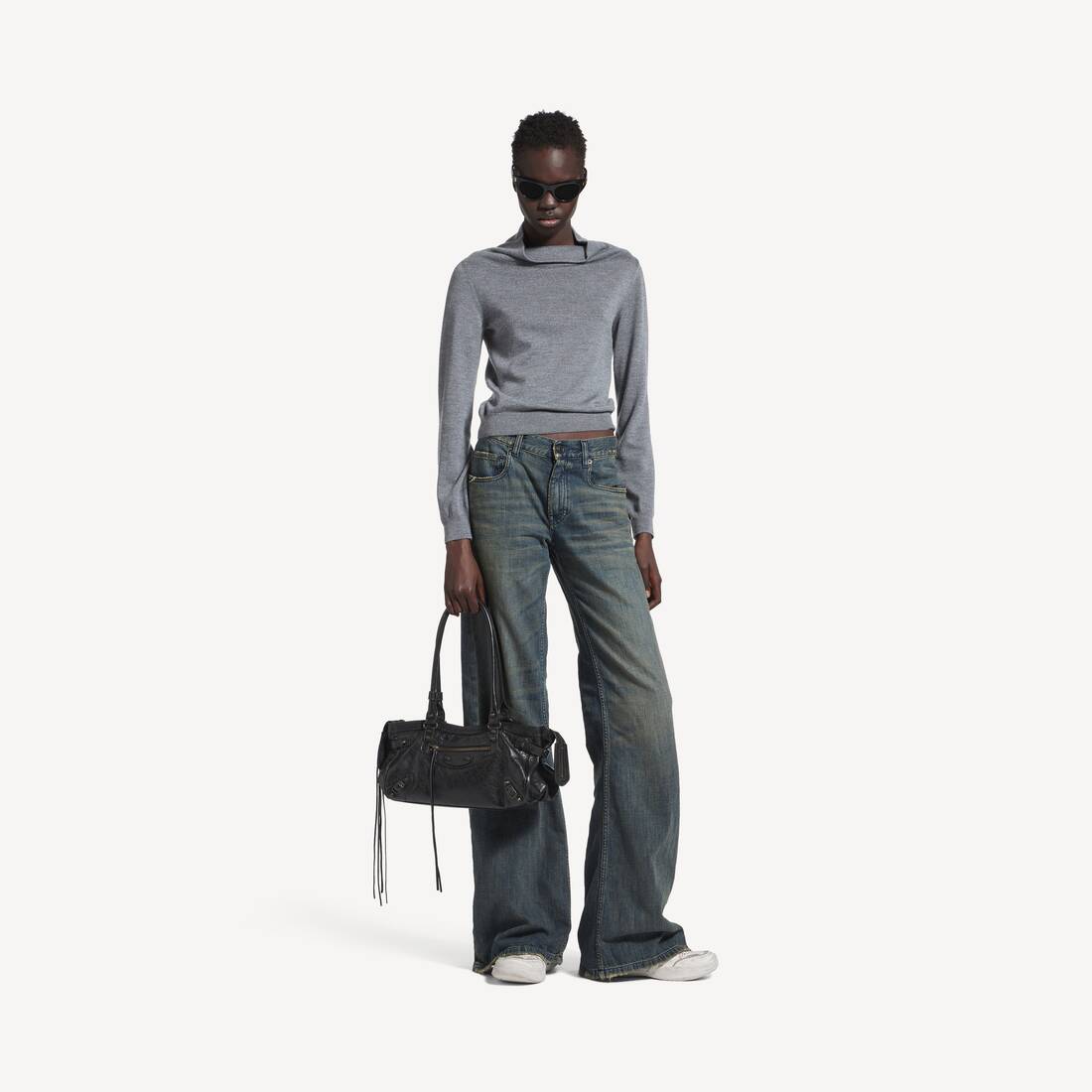 Women's Drappy Sweater in Heather Grey