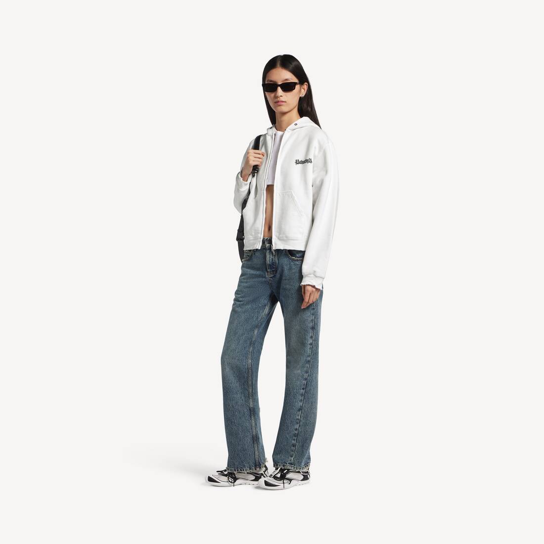 Women's Salon De Couture Zip-up Hoodie Regular Fit in White